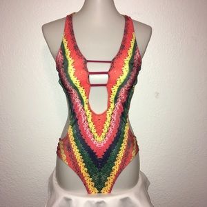 Boho one piece swim suit